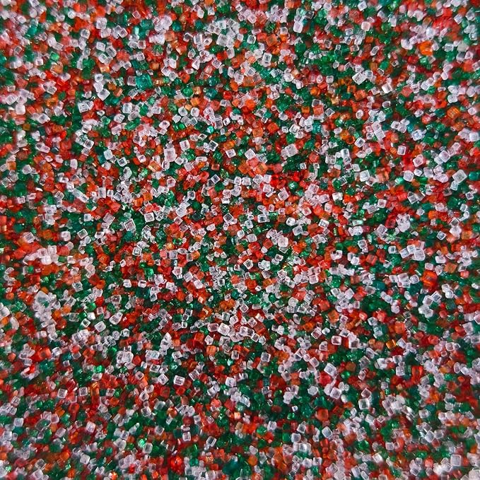 Christmas sanding sugar Mix Sprinkles - 4.6oz - Red, Green & White Confetti for Dessert Decorating - Holiday Baking Toppings for Gingerbread, Cupcakes, Cookies, Cake Pops, Ice Creams