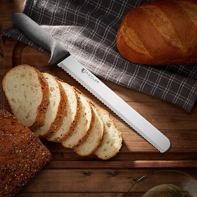 KUTLER Professional 12-Inch Bread Knife and Cake Slicer with Serrated Edge - Ultra-Sharp Stainless Steel Cutlery