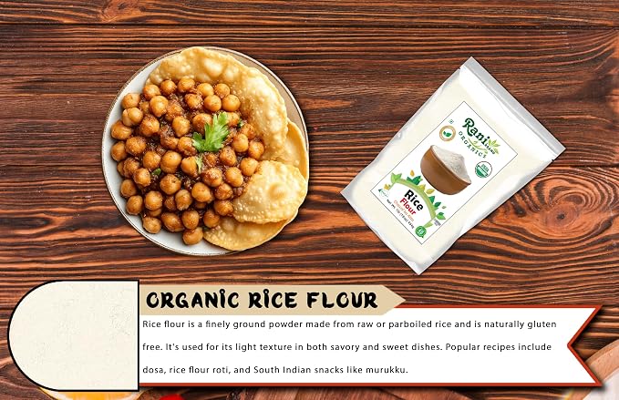 Rani Organic Rice (White) Flour 16oz (1lb) 454g ~ All Natural | Gluten Friendly | Vegan | NON-GMO | Kosher | Indian Origin | USDA Certified Organic