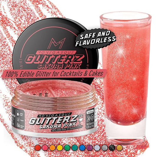 MONÉGASQUE Sakura Pink Edible Glitter for Drinks 10g – Pink Edible Glitter for Cakes & Cocktails – Drink Shimmer Powder – Cocktail Sparkles for Drinks – Food & Cake Decorations Spray Sprinkles