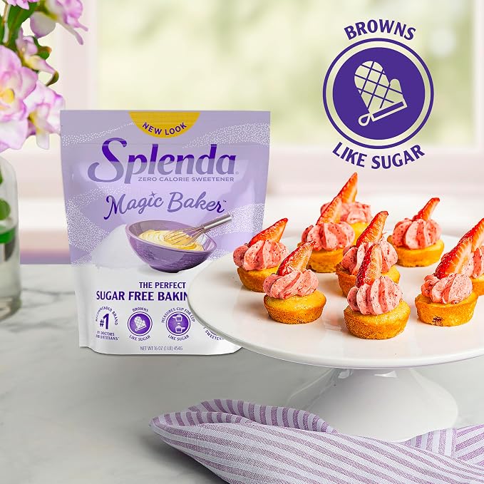 SPLENDA Magic Baker Zero Calorie Plant Based Granulated Baking Blend with Stevia, Erythritol and Allulose – Zero Sugar, Keto Friendly, 1lb (16 oz) Pouch (Pack of 1), White