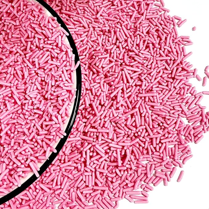 Homipooty Pink Soft Jimmies Sprinkles Edible Candy Jimmies Sprinkles for Cake Decorating 78g/2.75oz Cookie Cupcake Topper Ice Cream