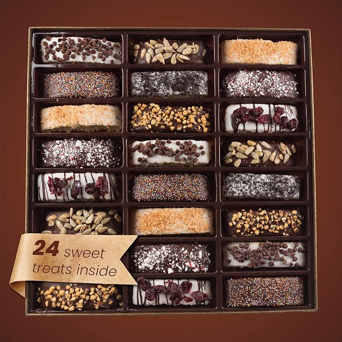 Barnetts Chocolate 24 Biscotti Gift Baskets, Gourmet Cookie Gifts Box for Him and Her Food Baskets Delivery, Candy Basket Ideas for Men, Dad, Father, Grandfather, Husband, Brother, Son, Grandson