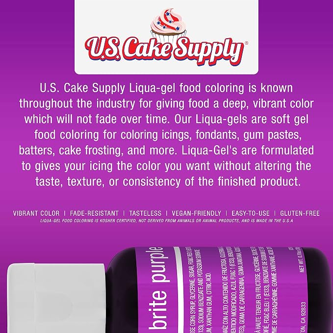 6 Color Cake Food Coloring Liqua-Gel Decorating Baking Neon Colors Set - U.S. Cake Supply .75 fl. Oz. (20ml) Bottles Neon Colors - Made in the U.S.A.
