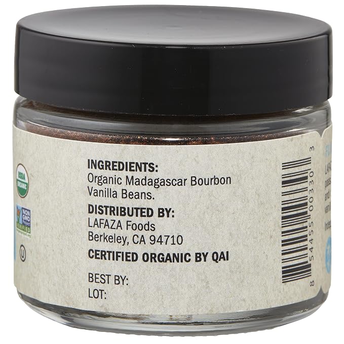 Lafaza Organic Madagascar Bourbon Pure Ground Vanilla Bean Powder, 1oz