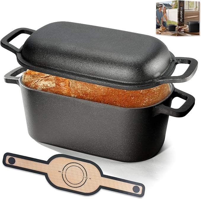 Oval Dutch Oven for Bread Baking, Pre-seasoned Oval Bread Dutch Oven with Lid, Even Heat Distribution Sourdough Baking Pan, 3.6Qt