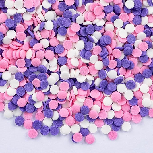 Edible Round Confetti Sprinkles for Cake Decorating,Pink Purple White Round Confetti Sprinkle,Pastel Sugar Sprinkle Circular Candy for Cake Baking,Cupcake Cookie Donut Desserts Decorations,Gender Reveal Baby Shower Birthday Party Supplies