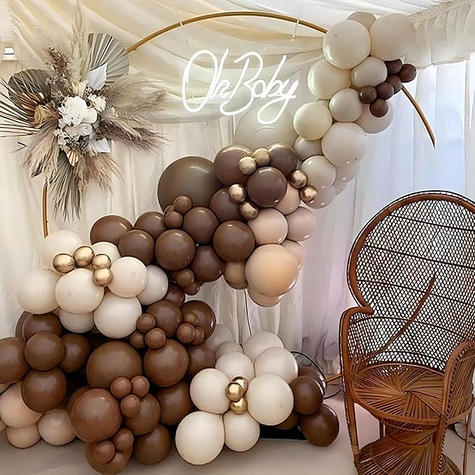 120pcs Dark Brown Balloons, 18 12 10 5 inch Boho Latex Balloons Different Sizes Dark Brown Balloon Arch Kit for Birthday Baby Shower Wedding Anniversary Party Decorations