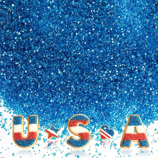 Edible Blue Sprinkles,Sanding Sugar for Cake Decorating,150g,Patriotic Sprinkle Crystals Mix for Cookies,Ice Cream,Fondant Cake,Donuts,Caramel Apples,Cupcakes,Desserts Topper,Birthday 4th of July Party Decoration Supplies