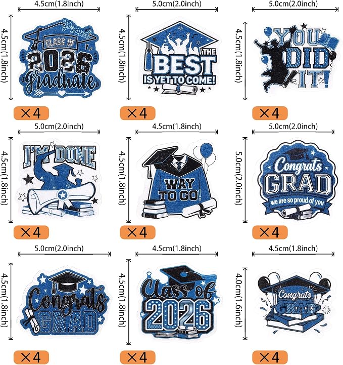 63 PCS Edible 2026 Graduation Cupcake Toppers Congrats Grad Cap Cupcake Picks Edible Diploma Done You Did it Cake Decorations for Class of 2026 Graduation Theme Party Decorations Supplies Black Blue