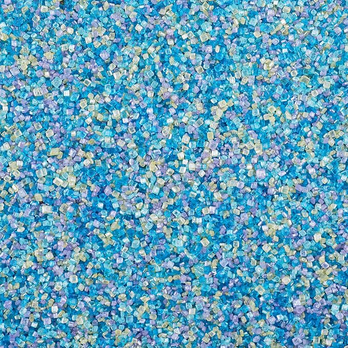 Ocean Sanding Sugar Sprinkles, 4.6 oz Edible Blue Purple Green Yellow Sugar Crystals for Baking Topping, Cupcakes, Cookies, Ice Cream & Cake Decorating, Mermaid Beach Summer Holiday Party Supplies