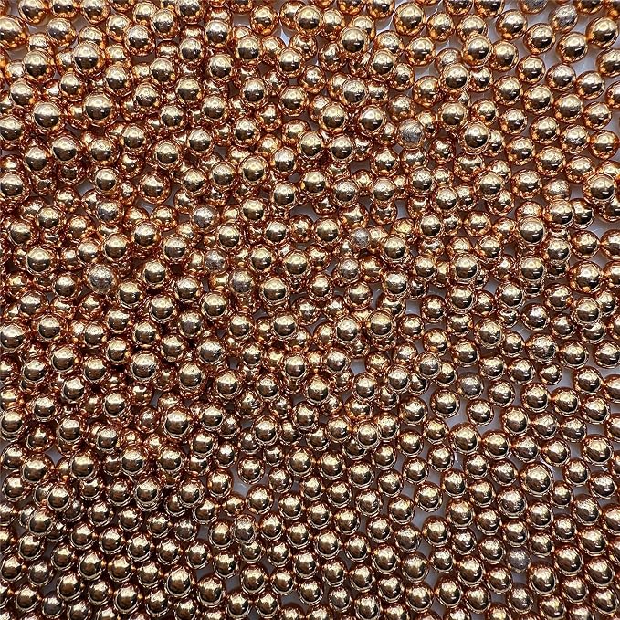 CandiJumpin 4mm Rose Gold Sugar Pearls, Small Edible Pearls Rose Gold Pearl Sprinkles for Cake Decorating Edible Cake Decorations Pearl Sugar Sprinkles Cupcake Toppers Baby Shower Party Birthday Wedding Christmas Supplies 3 OZ