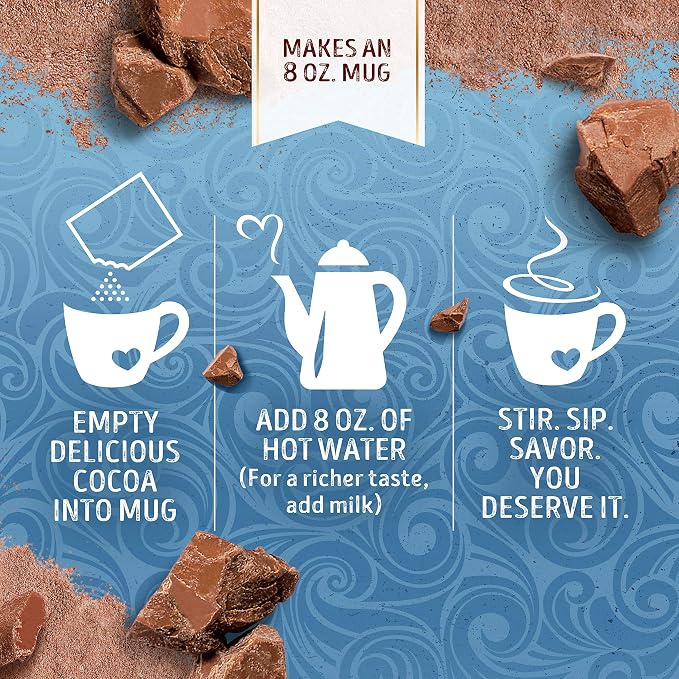 Swiss Miss Variety Pack Milk Chocolate & Marshmallow Flavored Hot Cocoa Mix, Hot Cocoa Bar Supplies, 1.38 oz., 8-Count Envelopes (12 Boxes)