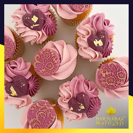 Barnabas Blattgold Edible Gold Leaf 24K - Cake Decorations, Loose Gold Leaf Sheets for Cupcakes - 3.1 inches, Interleaf of 25