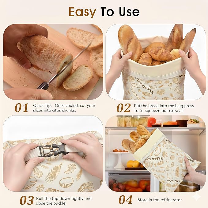 2-Pack JIDSPWLS Reusable Beeswax Bread Bags – Breathable for Homemade & Sourdough Loaves, Extends Freshness, Freezer & Fridge Compatible