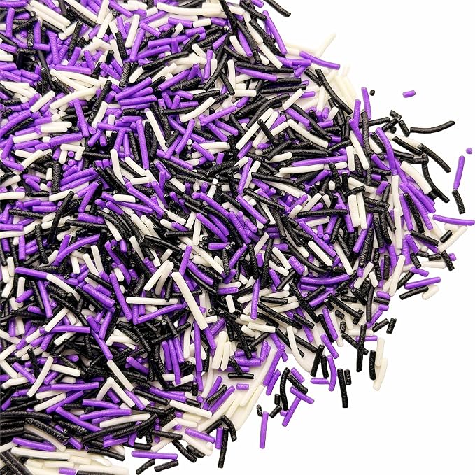 SE Si&Moos Black Purple and White Jimmies Sprinkles Black and Purple Halloween Sprinkles for Cake Decorating Edible Crunchy Jimmies for Topping Ice Cream, Cookies, Cakes, Cupcakes, Dessert Decorating 3 OZ