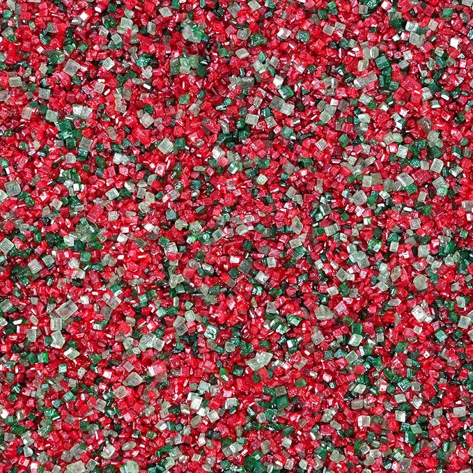 Christmas Sanding Sugar Mix, 4.2oz Edible Red Green Sugar Sprinkles for Cake Decorating, Sparkling Edible Sanding Sugar for Cupcake Toppers Cookie Decorations For Wedding Party Celebrations