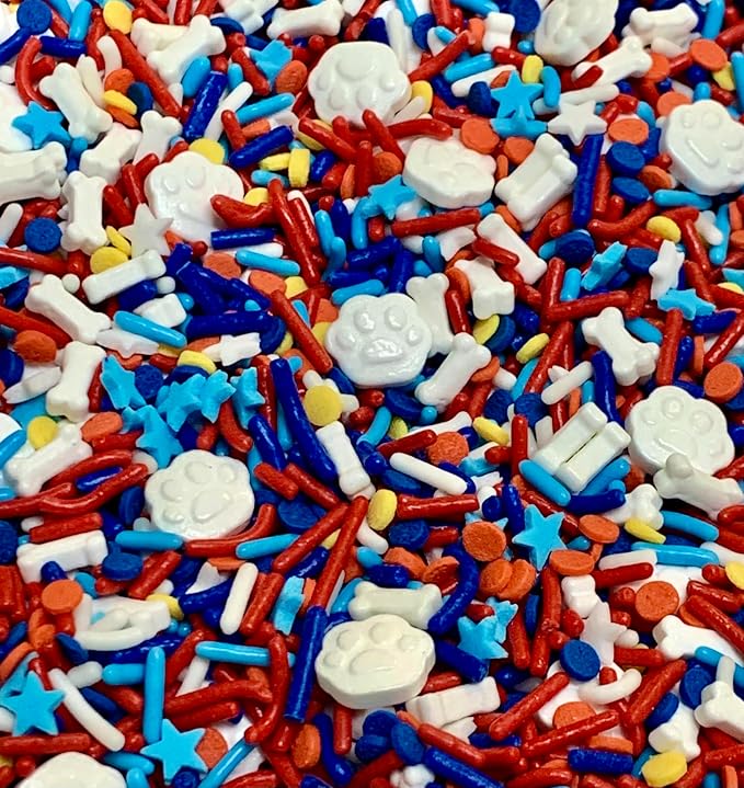 COOL MOM SPRINKLES Dog Party Sprinkles (4 oz.) – Dog Paw Birthday Themed Sprinkles for Decorating Cakes, Cupcakes, Cookies & Desserts – Mixed in the USA/Gluten-Free