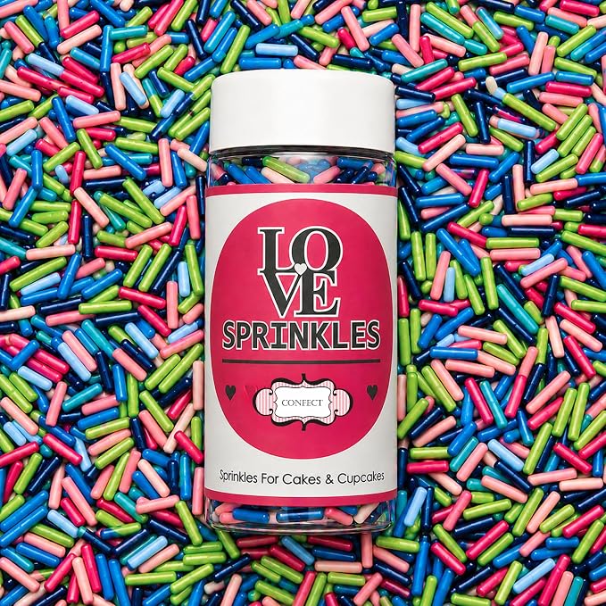 Confect Carnival Craze Rainbow Sprinkles – Custom Blend Jimmies – Multicolor Edible Toppings for Cake, Cupcake & Dessert Decorating – Vegan, Gluten-Free, Nut-Free, Soy-Free, Dairy-Free, Palm Oil-Free – 4.2 Oz