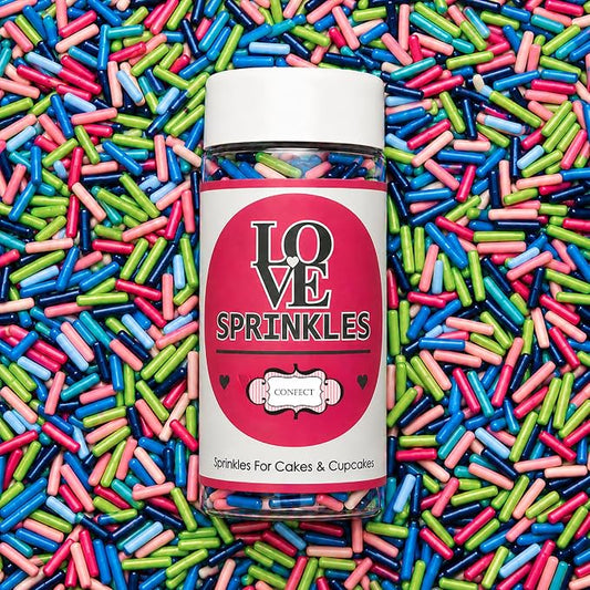 Confect Carnival Craze Rainbow Sprinkles – Custom Blend Jimmies – Multicolor Edible Toppings for Cake, Cupcake & Dessert Decorating – Vegan, Gluten-Free, Nut-Free, Soy-Free, Dairy-Free, Palm Oil-Free – 4.2 Oz