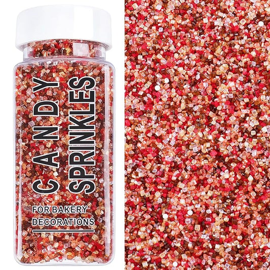 Thanksgiving Sprinkles, Fall Sanding Sugar Sprinkles, 4.6 oz Edible Orange Yellow Red White Brown Sugar Crystal for Baking Topping, Cupcakes, Cookies, Ice Cream, Cake Decorating, Autumn Party Supplies