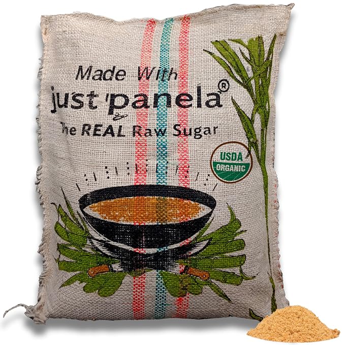 Just Panela Organic Unrefined Cane Sugar 44 pound organic bag | 100% Unprocessed, Raw Sugar | Great for Baking, Cooking & Sweetening | Healthier Alternative to Regular Refined Sugar
