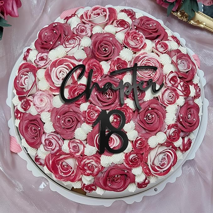 Chapter 18 Cake Topper – Acrylic 18th Birthday Cake Decoration for Girls & Boys, Happy 18 Cake Topper for Party, Modern Coming of Age Birthday Decor (chapter 18)