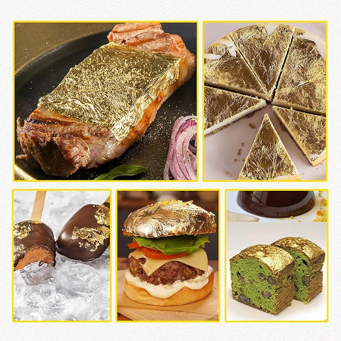 Edible Gold Leaf Sheets, 1.7 x 1.7 in, Pack of 30 Edible Gold Leaf Sheets for Cakes, Desserts, Candies, Art and Craft, Face Masks and Nail Art (30 Sheets)