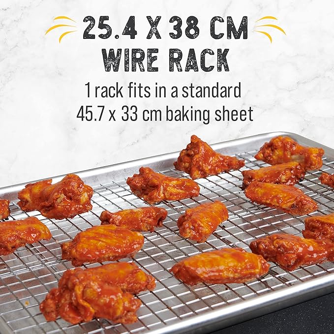 Checkered Chef Cooling Rack for Cooking and Baking - 10" x 15" Set of 2 Stainless Steel, Oven Safe Grid Wire Cookie Cooling Racks | Oven Safe, Grid Wire, Stainless Steel