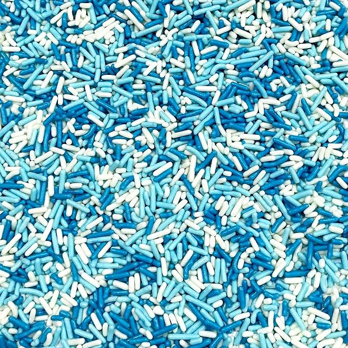 Homipooty Blue White Soft Jimmies Sprinkles Edible Candy Jimmies Sprinkles for Cake Decorating 78g/2.75oz Cookie Cupcake Topper Ice Cream