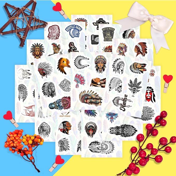 100Pcs Native American Stickers for Water Bottle and Laptop, Native American Party Supplies & Decorations, Waterproof Vinyl Decals, Gifts for Women & Men