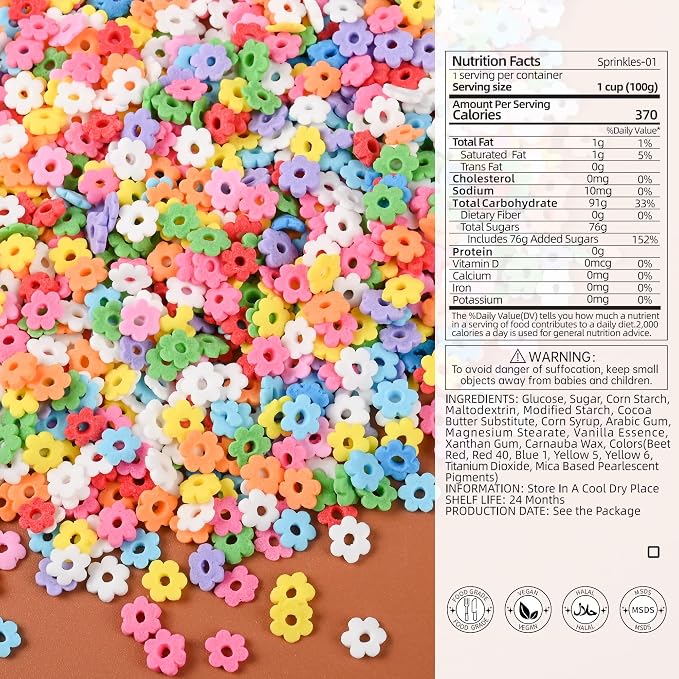 Bayep Rainbow Sprinkles for Cake Decorating Flowers Bulk Sprinkles for Ice Cream, Cookies, Baking, Cupcake Topper Colorful Sprinkles Perfect for Birthday Party Christmas Holiday Supplies 3.52 Ounce