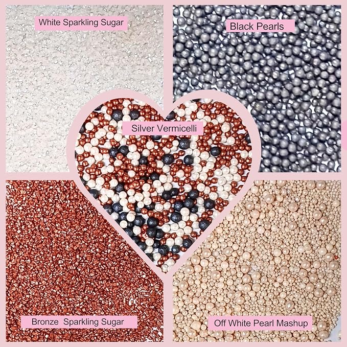 Sprinkles - Confect Sprinkles for Cakes & Cupcakes Decoration Assorted pack of 5 Starry Night Mix Black, White & Bronze Dragees Sparkling Sugar White & Bronze | Vegan, Gluten-Free, Nut-Free, Soy-Free, Dairy-Free, Palm Oil-Free- 5 Oz