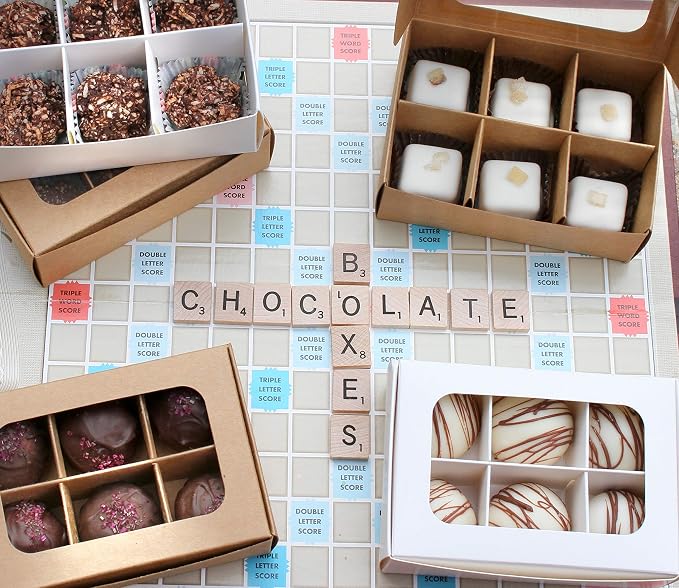 Treat Boxes - 20 ct 5 x 3.5 x 1.57 in Bakery Boxes with Windows and Dividers for Candy, Cookies, Cupcakes, or Bakery Desserts - Chocolate, Treats, and Baked Goods Packaging for Gifting
