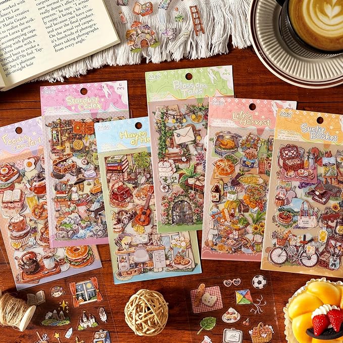 Warm Glimpses Sticker Series Scrapbooking Supplies for Junk Journal, 24 Sheets PET Stickers - Vintage Journaling Stickers