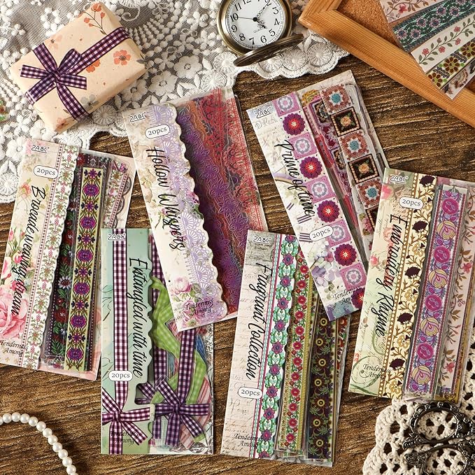 Woven Whispers Sticker Series Scrapbooking Supplies for Junk Journal, 120 Sheets PET Stickers - Vintage Journaling Stickers