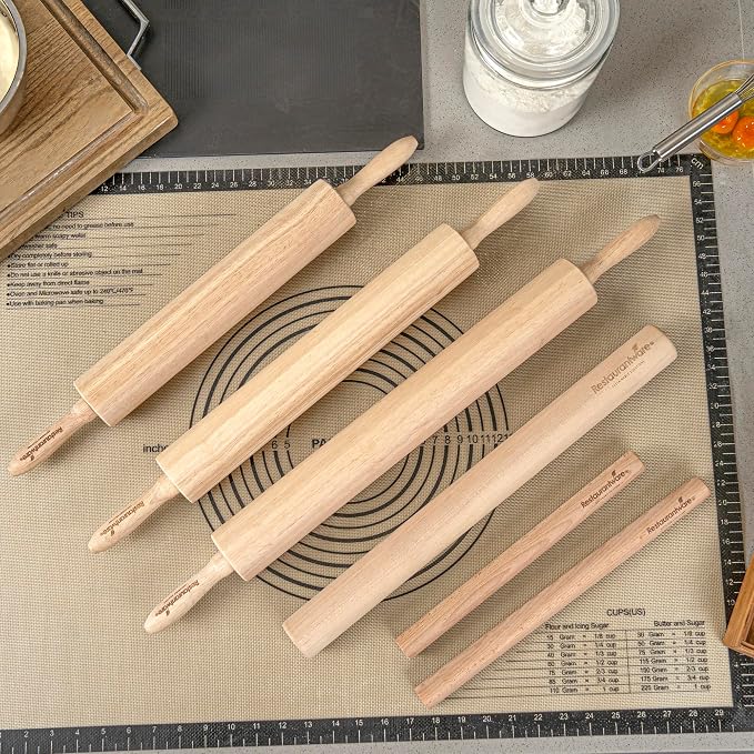 Restaurantware Wood Rolling Pin 1 Count 15 Inches Solid Wood Baking Tool, Ergonomic Dough Roller With Smooth Rotation, Beige Kitchen Pastry Tool for Professional Bakers