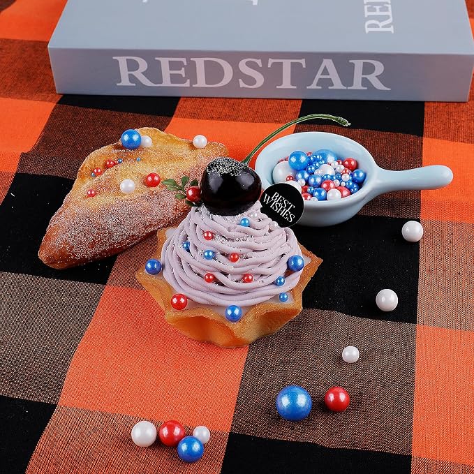 Red White and Blue Sprinkles for Cake Decorating, 130g/4.6oz Patriotic Edible Pearl Sprinkles Mix, Sugar Candy Pearls for Baking, Cookie Decorations and Cupcake Toppings, 4th of July Party Supplies