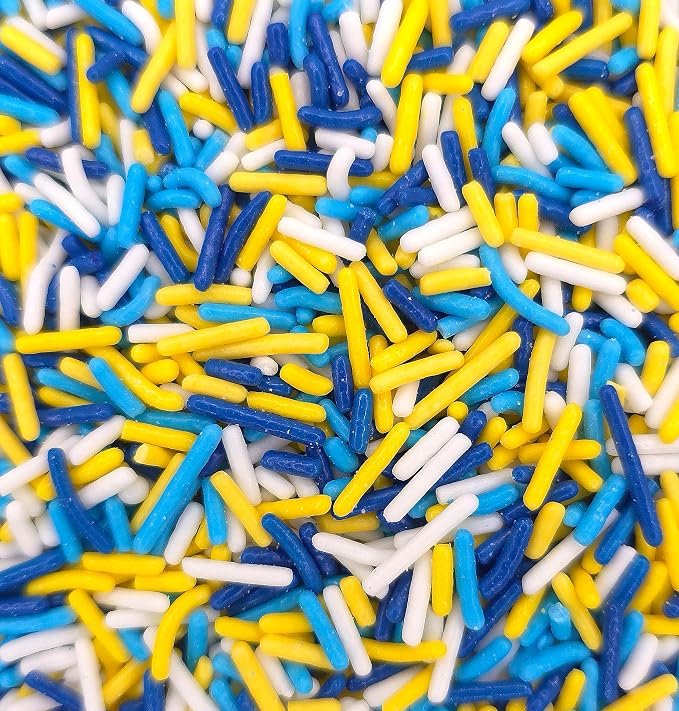 NCS Los Angeles Game Day Dark Blue, Blue, Yellow & White Jimmies Edible Sprinkles – Cupcake, Cake & Cookie Decorations, 7 oz