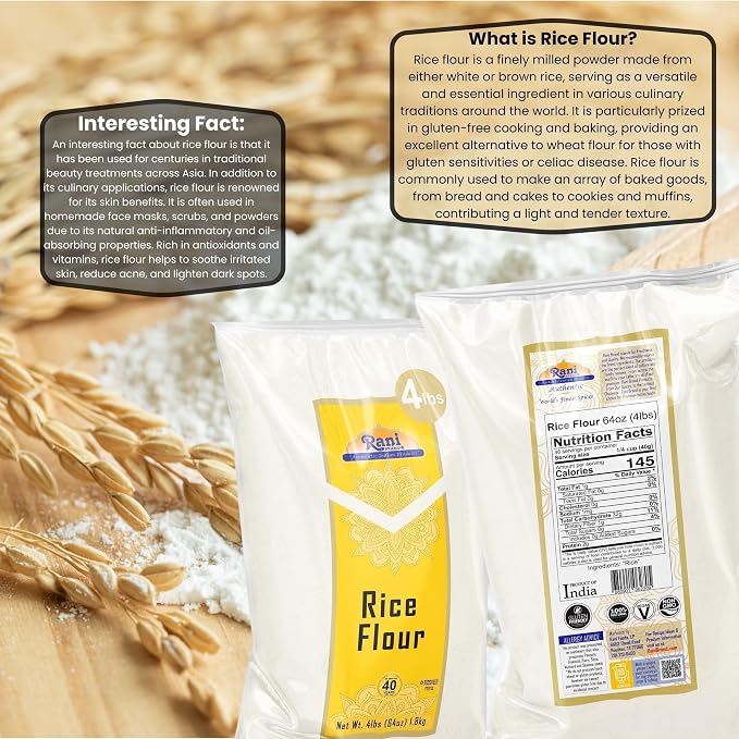 Rani Rice (White) Flour 64oz (4lbs) 1.81kg Bulk ~ All Natural | Gluten Friendly | Vegan | NON-GMO | Kosher | Indian Origin