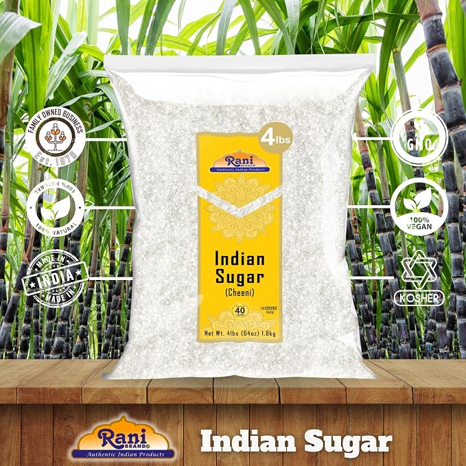 Rani Indian Sugar Khand (Khandsari) 64oz (4lbs) 1.81kg Bulk ~ All Natural | Gluten Friendly | Vegan | NON-GMO | Kosher | Indian Origin
