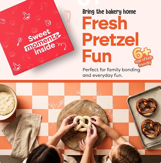 Pretzel Making Kit - Real Cooking Set for Kids Ages 5-12+ with Recipe and Ingredients - Kids Baking Set for Girls & Boys - Great Gift for Family Bonding