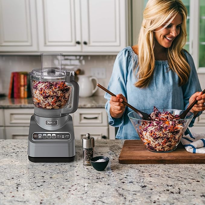 Ninja BN601 Professional Plus Food Processor 1000-Peak-Watts with Auto-iQ Preset Programs Chop Puree Dough Slice Shred with a 9-Cup Capacity and a Silver Stainless Finish (Renewed)
