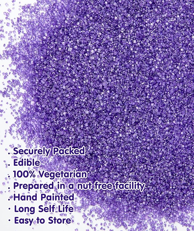 Edible Purple Sanding Sugar Sprinkles,King Cake Sugar,Edible Crystals for Cake Decorating,150g,Coarse Sugar Sprinkle Mix for Baking,Donuts,Cookies,Ice Cream,Fondant Cake,Caramel Apples,Cupcakes,Desserts Topper Mardi Gras Decoration Supplies