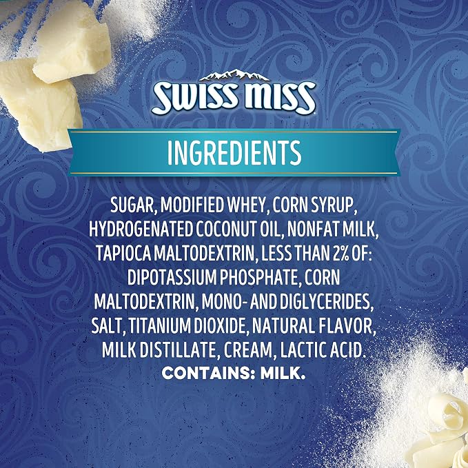 Swiss Miss White Chocolate Flavored Hot Drink Mix, Hot Cocoa Bar Supplies, 1.38 oz., 8-Count Envelopes (12 Boxes)