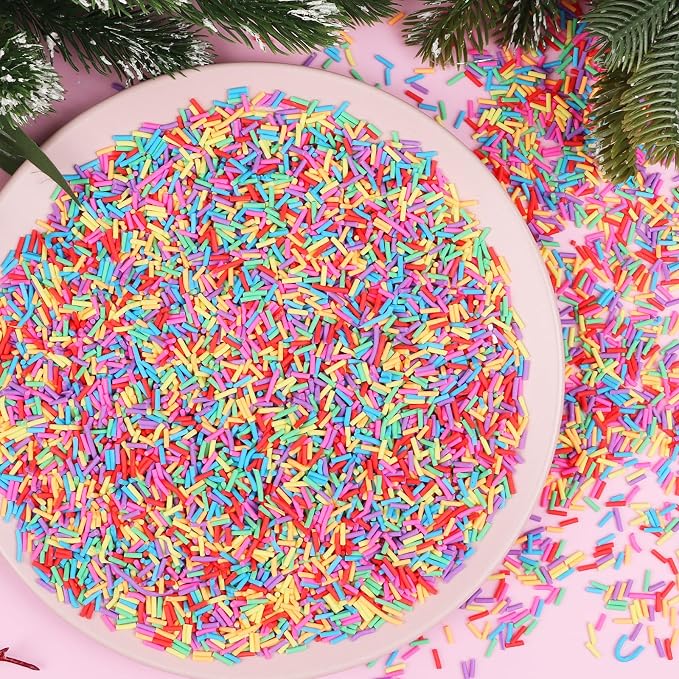 DIYASY 180g Fake Sprinkles, 6.35 oz Non-Edible Resin Sprinkles Faux Plastic Candy Sprinkle Polymer Clay Slices for Nail Art DIY Crafts Cake Phone Case