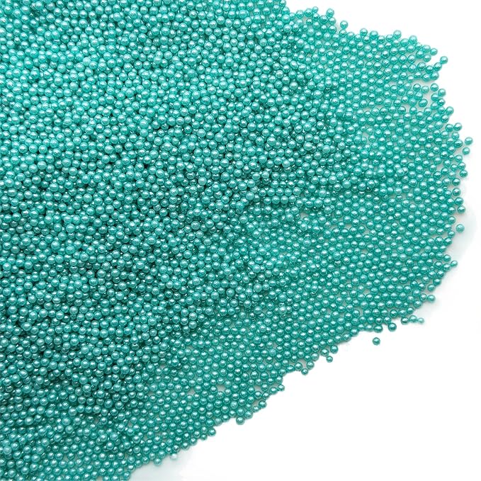 SE Si&Moos Nonpareil Sprinkles, 2mm Teal Mini Edible Pearls Teal Sprinkles for Cake Decorating Halloween Cookie Decorations Wedding Baby Shower Party Christmas Holiday Supplies 3.5 OZ