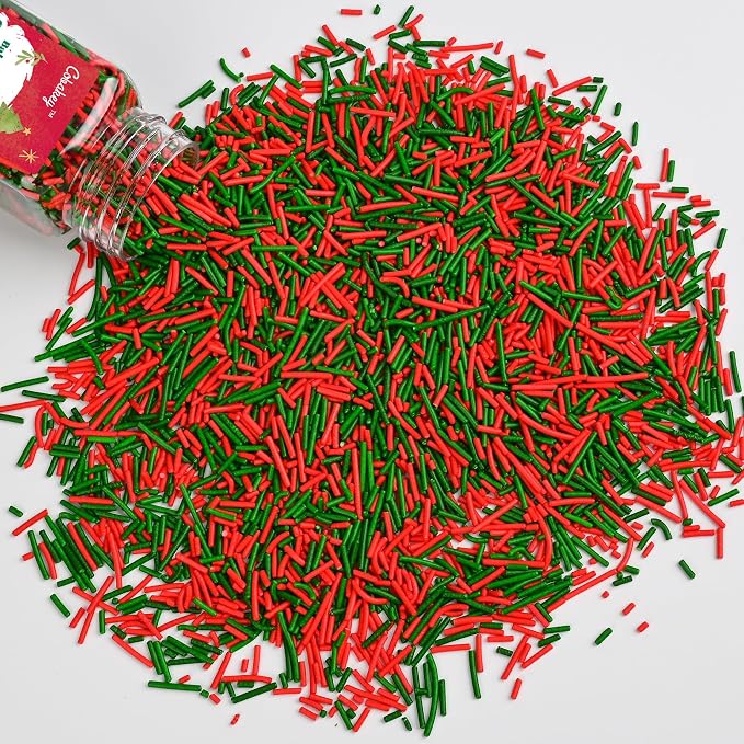 Christmas Sprinkles for Cake Decorating, Red & Green Jimmies Sprinkles Perfect for Halloween Dessert Party 4.23 Ounce