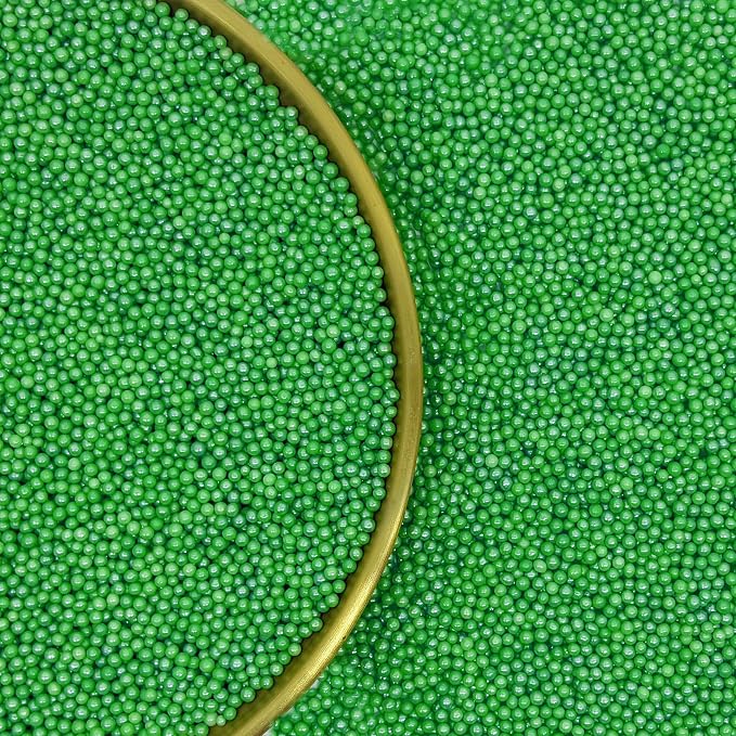 Edible Dark Green Sprinkles Candy 2mm Mini Pearls Cake Decorations Cupcake Toppers Cookie Decorating Perfect for Wedding Party Valentine Halloween Christmas Supplies 3OZ