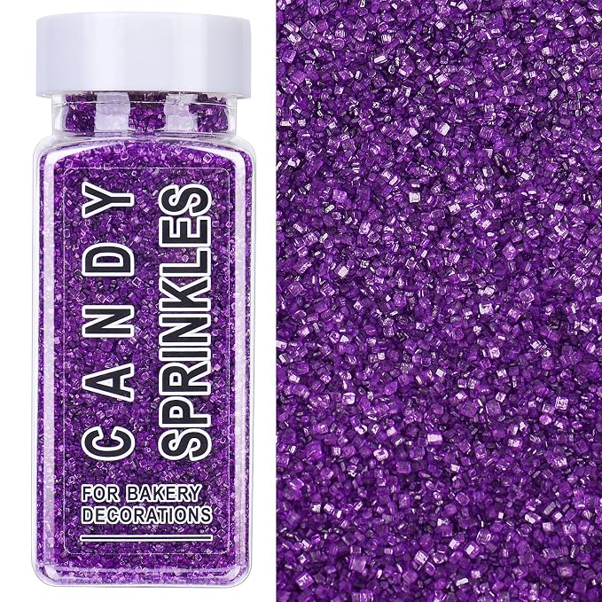Purple Sanding Sugar Sprinkles, 4.6 oz Edible Sparkling Sugar Crystals for Baking Topping, Cupcakes, Cookies, Ice Cream & Cake Decorating, Wedding Party Easter Halloween Supplies
